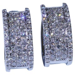 Brilliant three-quarter Hoop Earrings 0.69 ct 750 White Gold TW VS made in Italy