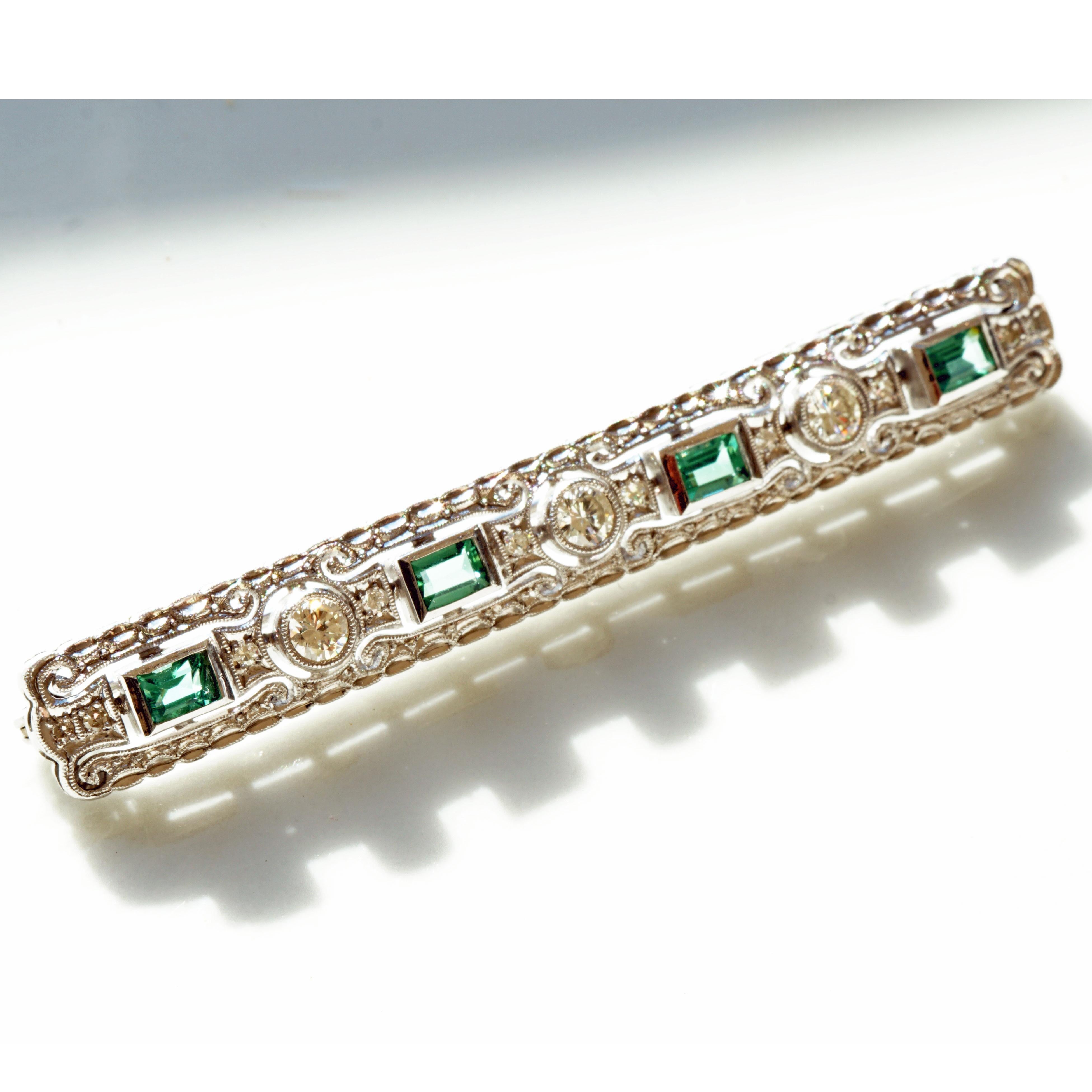 Art Deco Brilliant Tourmaline Brooch Made in the Post-War 1960 What a Magnificent Work For Sale