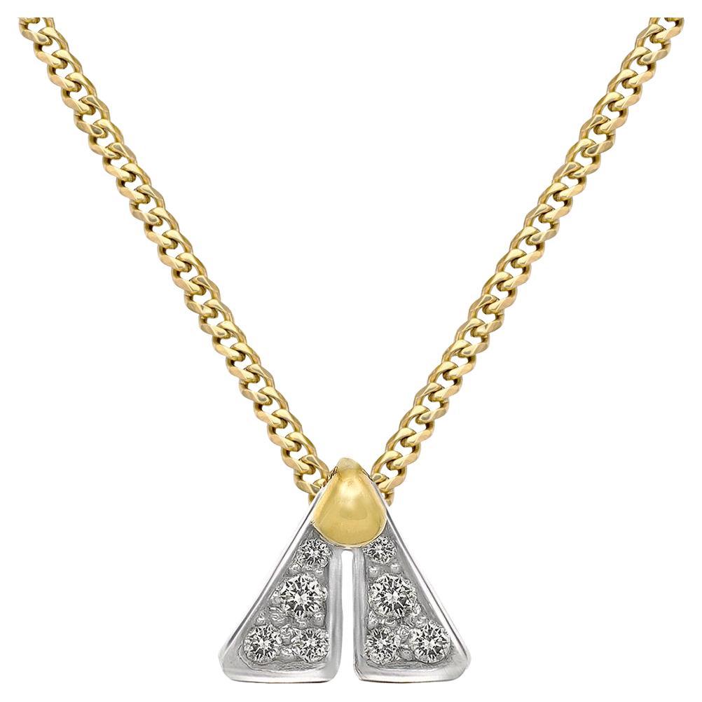 Brilliant White Diamond Platinum Yellow Gold Tiny Fly Necklace, Pedro Boregaard