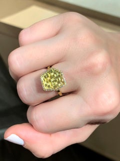 Brilliant White Diamond Reflective Yellow Gold Hex Stratus Ring, Jo Hayes Ward