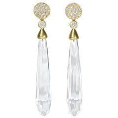 Brilliant White Diamond Stud + Detachable Rock Crystal Earrings, Susan Sadler