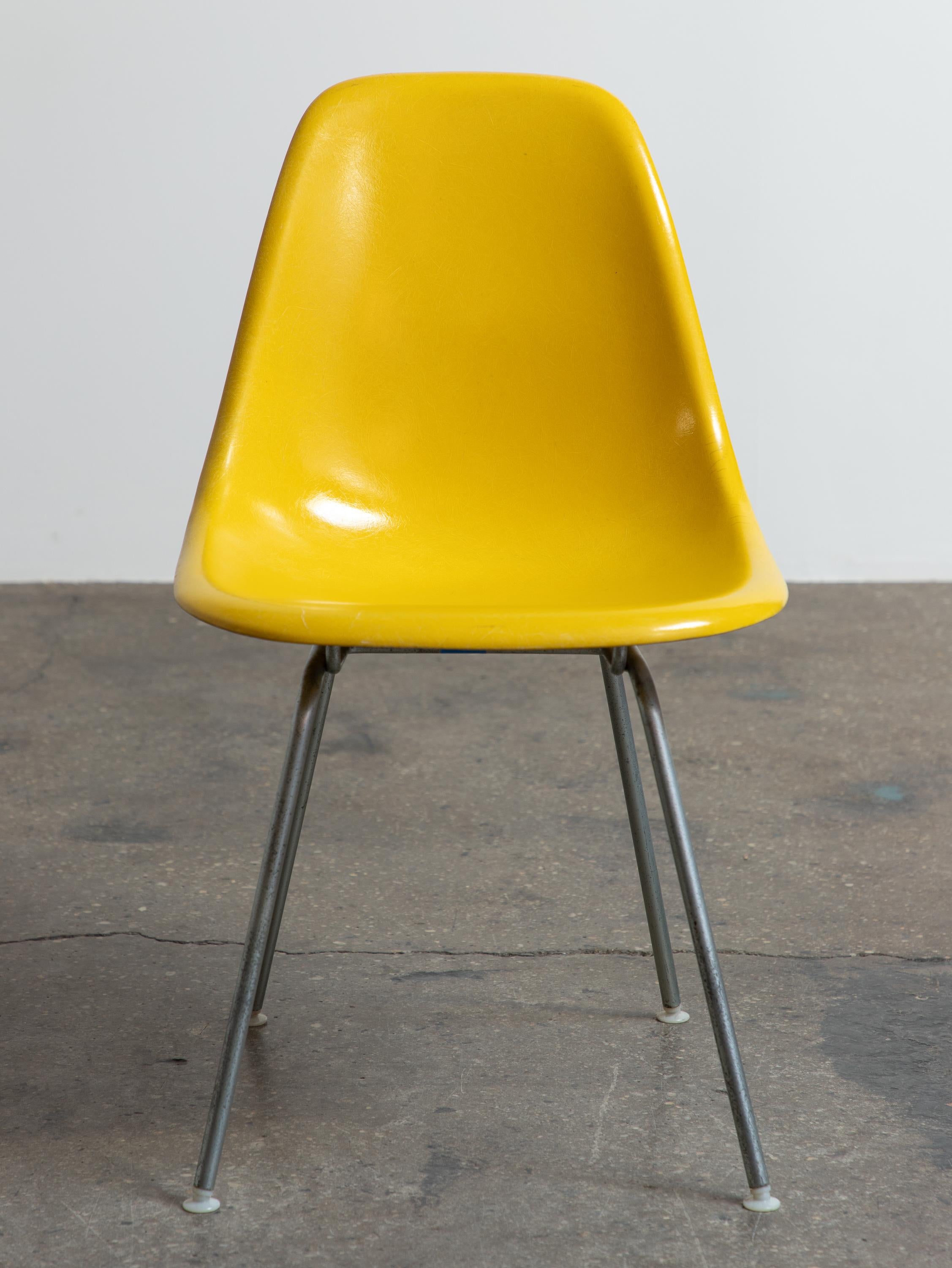 Mid-Century Modern Brilliant Yellow Eames for Herman Miller Vintage 1960s Fiberglass Shell Chairs For Sale