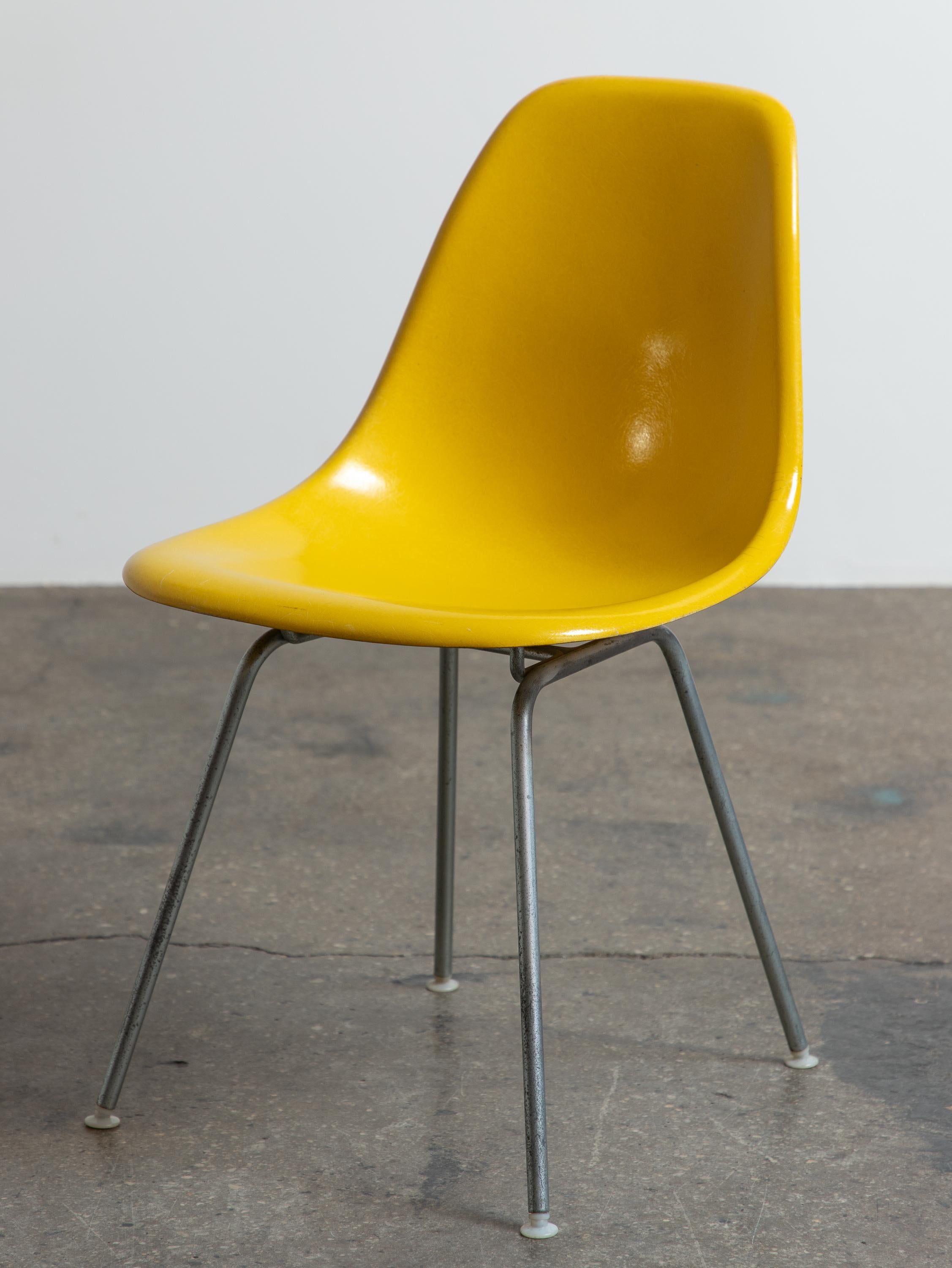 American Brilliant Yellow Eames for Herman Miller Vintage 1960s Fiberglass Shell Chairs For Sale