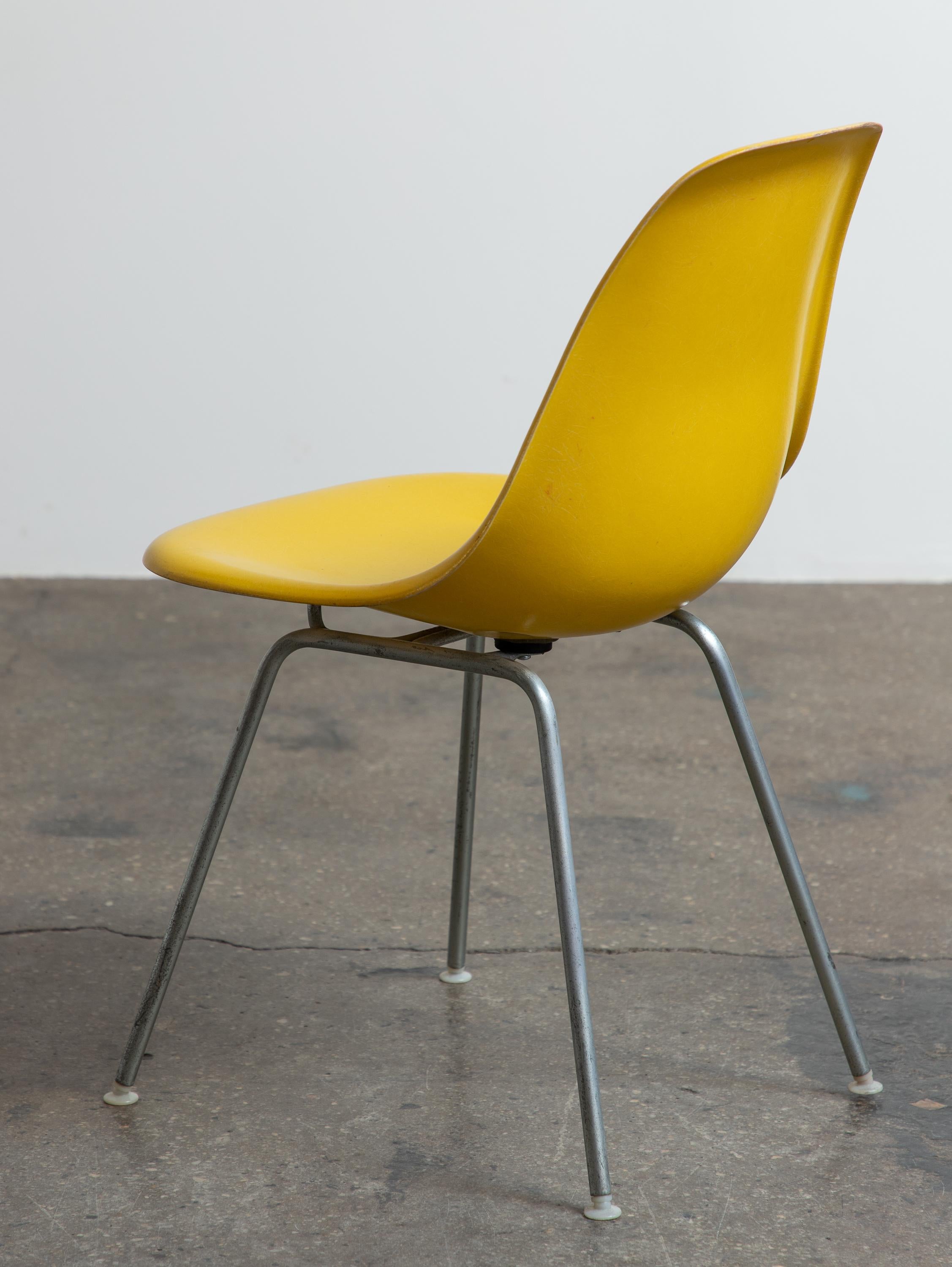 Molded Brilliant Yellow Eames for Herman Miller Vintage 1960s Fiberglass Shell Chairs For Sale