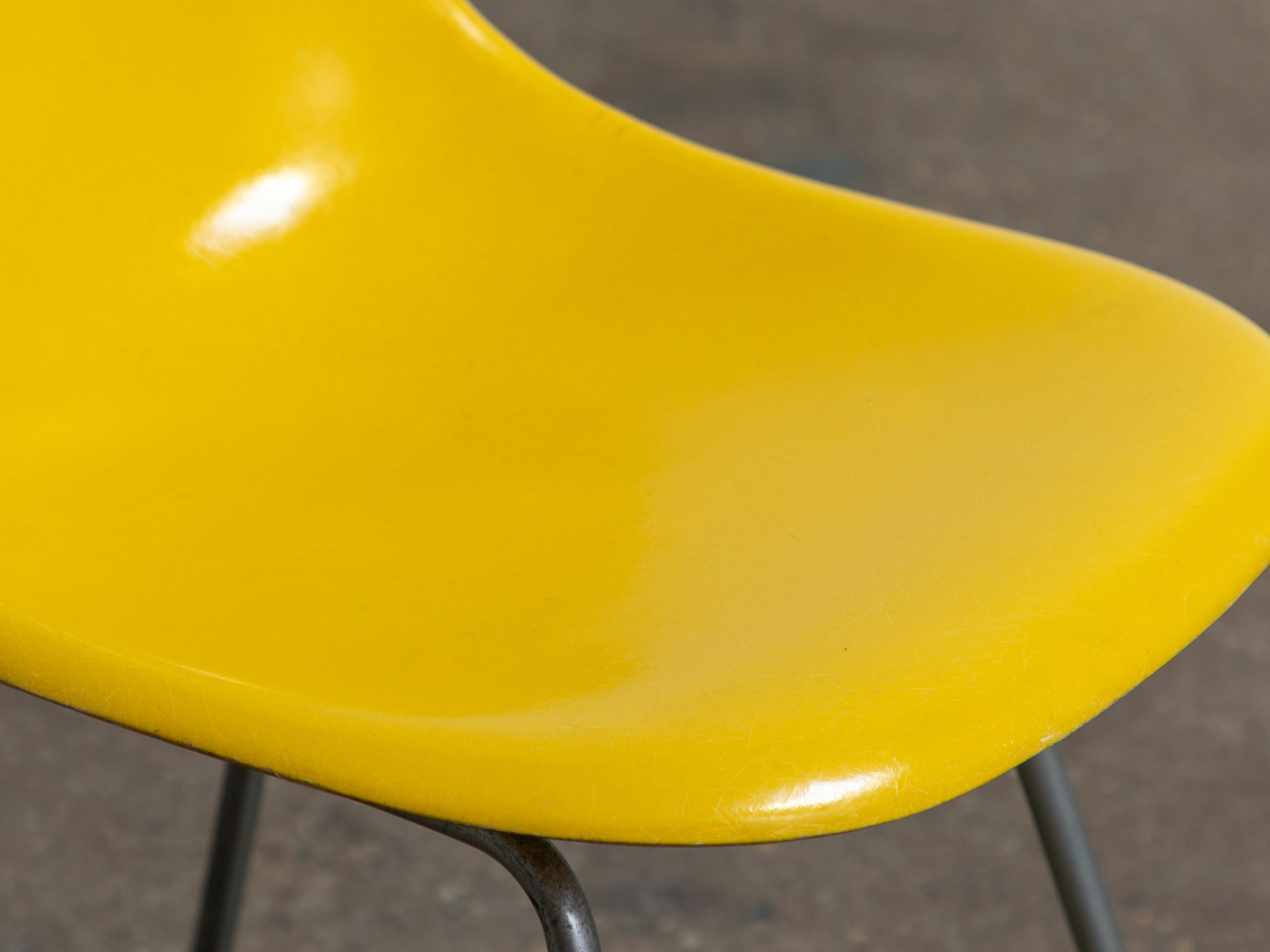 Brilliant Yellow Eames for Herman Miller Vintage 1960s Fiberglass Shell Chairs For Sale 1