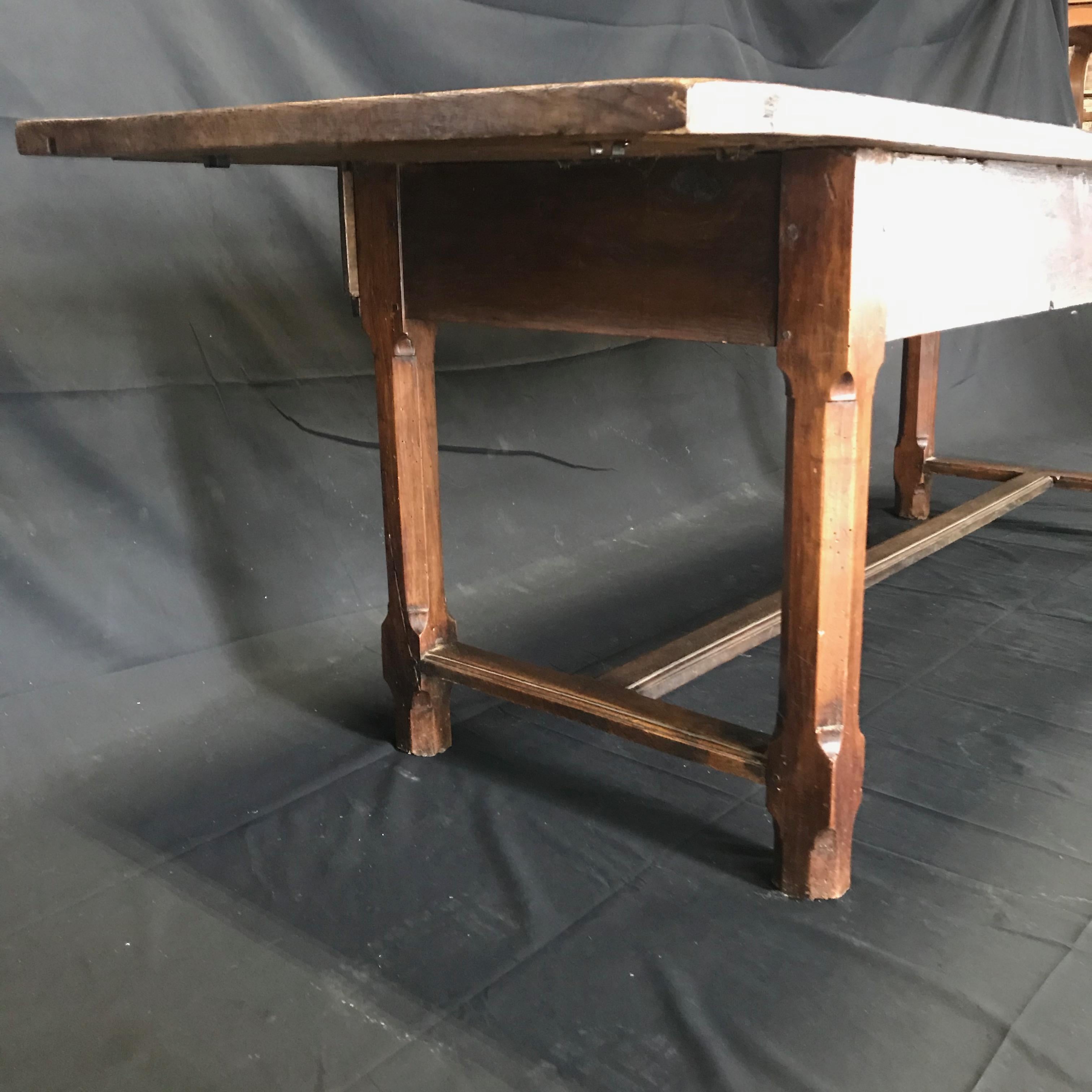 Brilliantly Charming Early 19th Century Oak Farm Table with Sliding Drawers 9