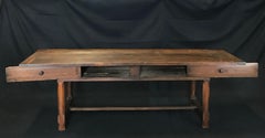 Brilliantly Charming Early 19th Century Oak Farm Table with Sliding Drawers