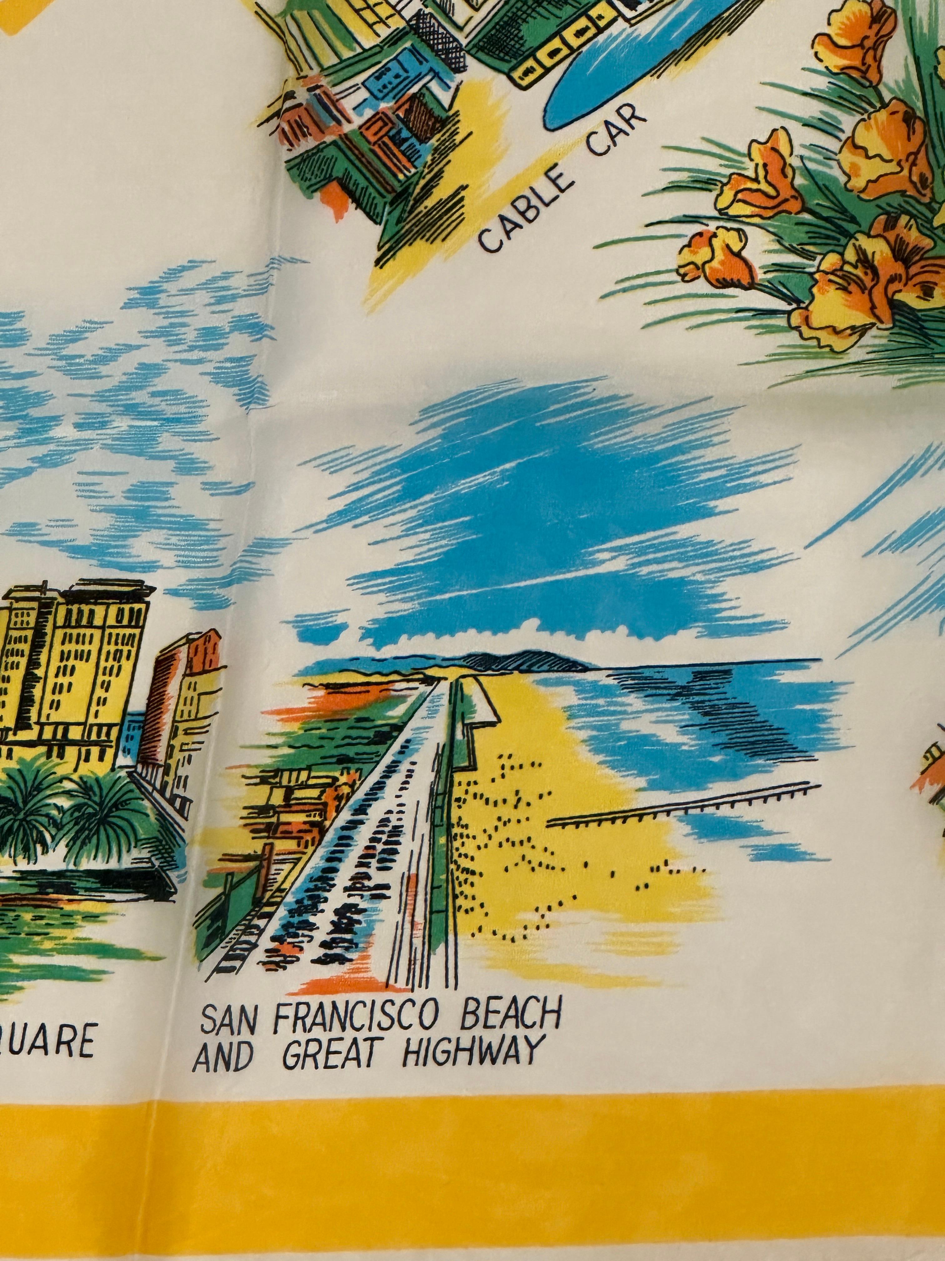 Brilliantly Colorful Vivid Scenes of San Francisco Scarf For Sale 8