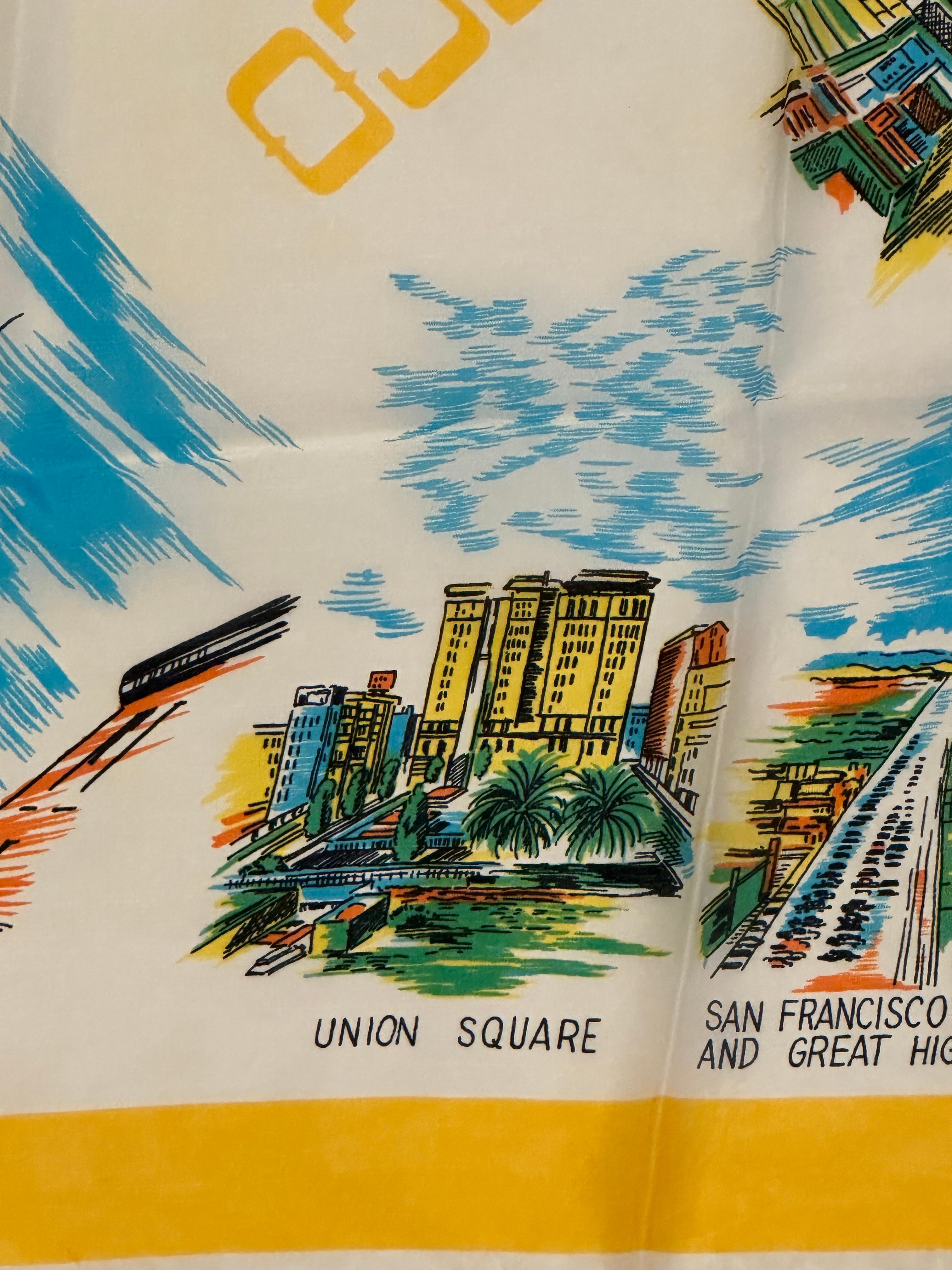 Brilliantly Colorful Vivid Scenes of San Francisco Scarf For Sale 11