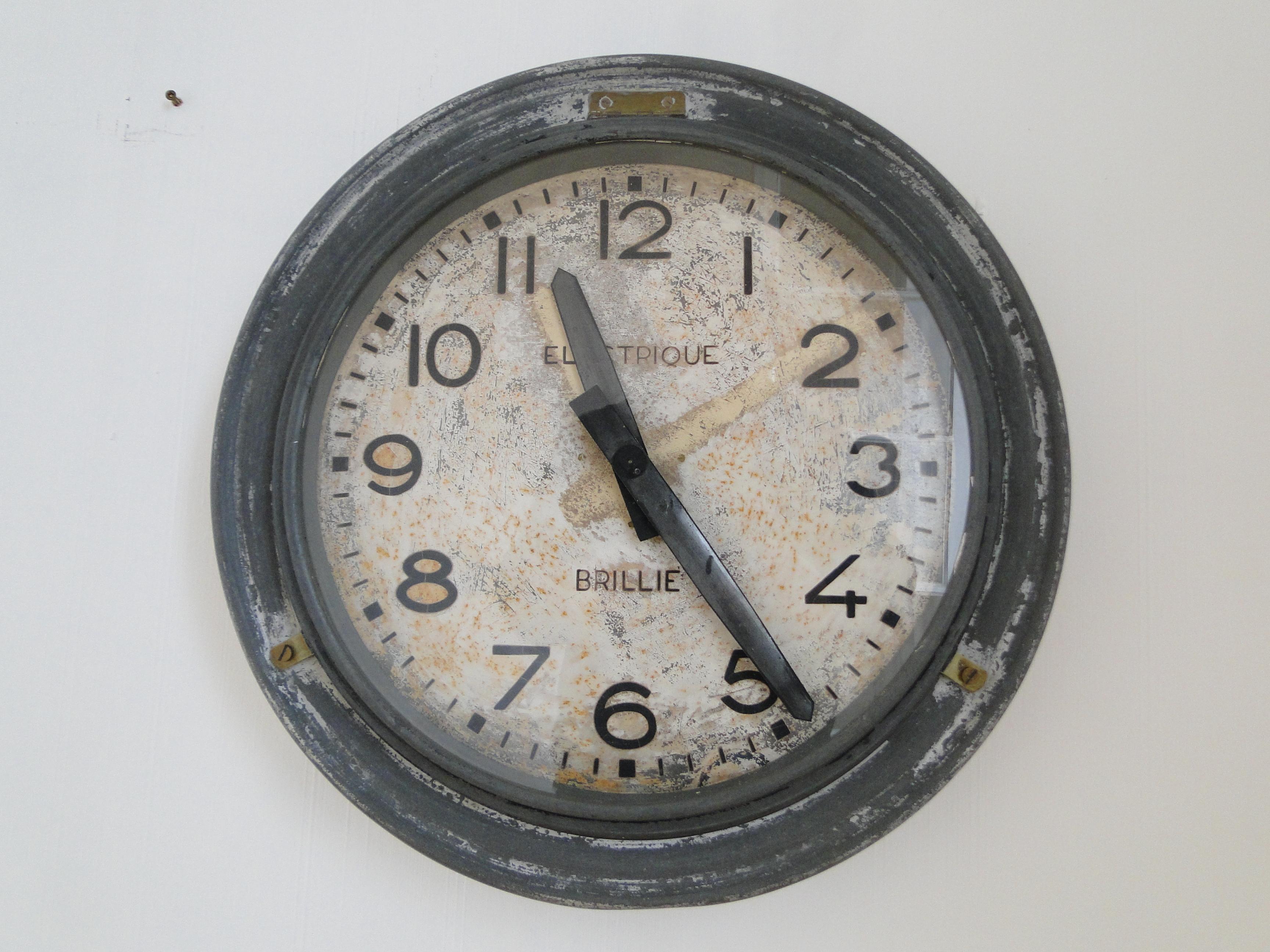Brillie Vintage French Station Railway Clock Factory Industrial Paris France 3
