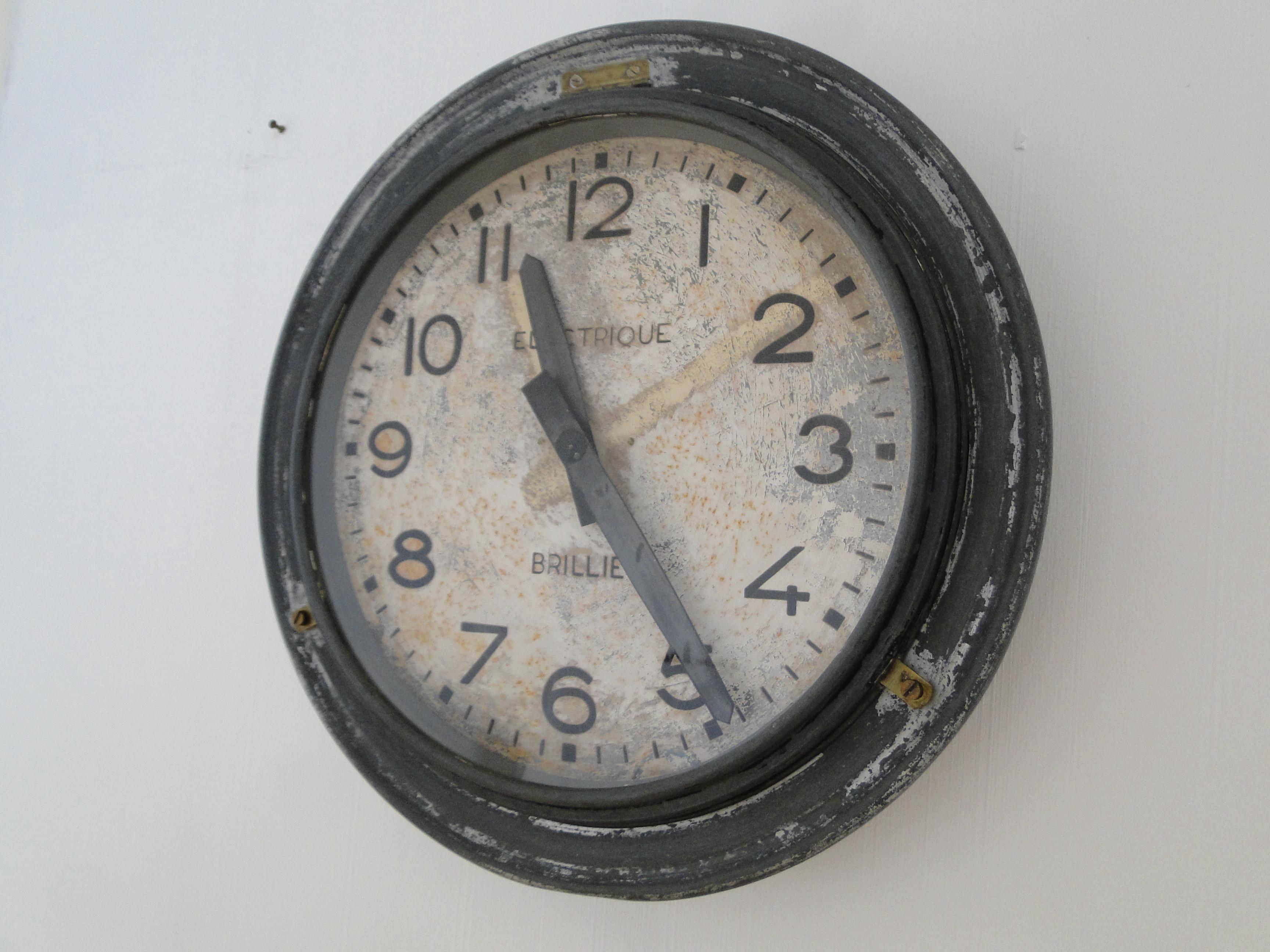 Brillie Vintage French Station Railway Clock Factory Industrial Paris France 5