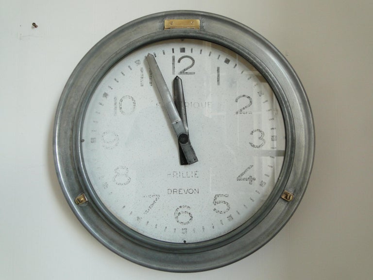Brillie Vintage French Station Railway Clock Factory Industrial