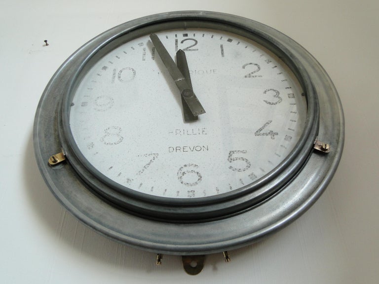 Brillie Vintage French Station Railway Clock Factory Industrial