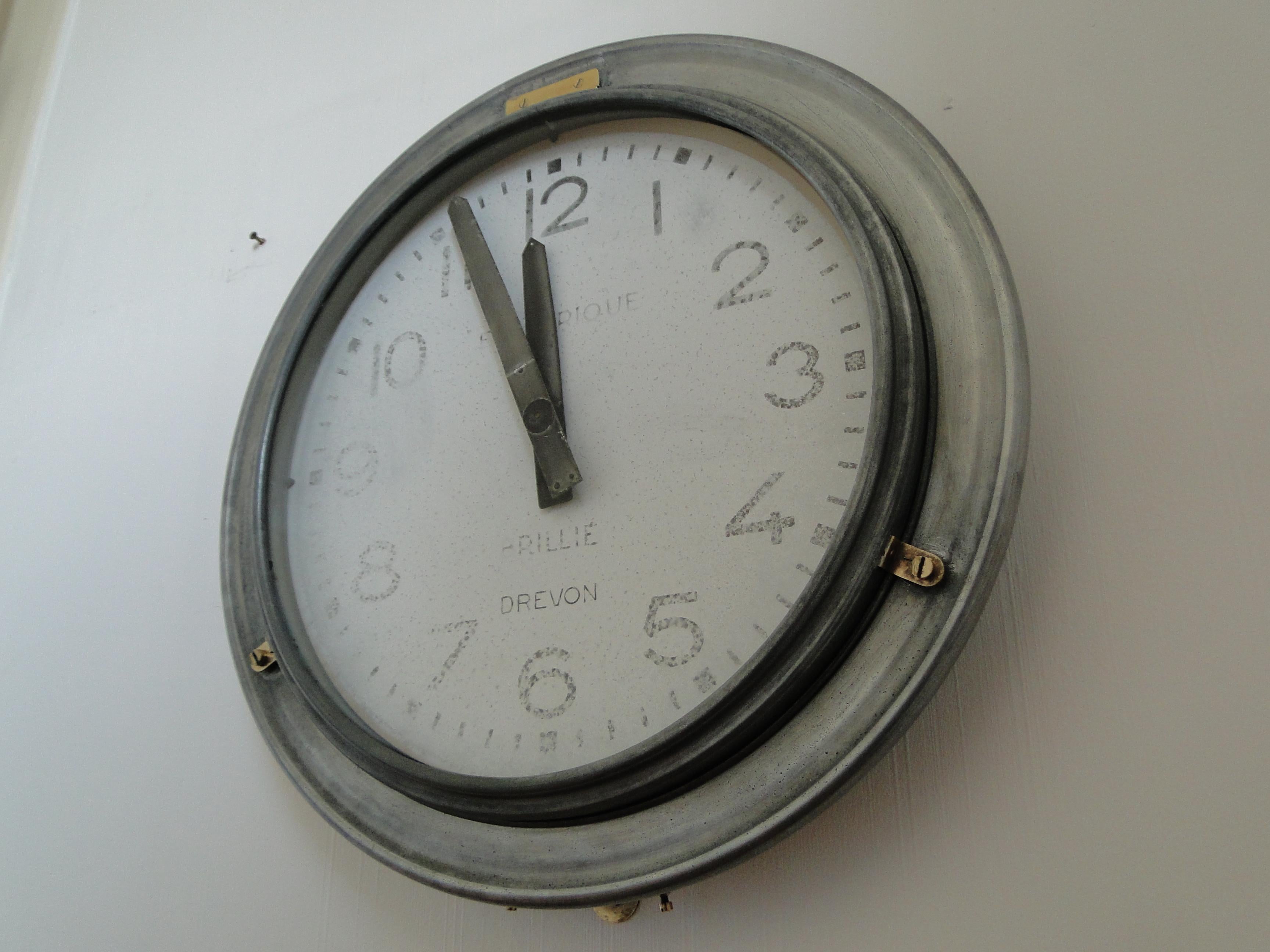 Brillie Vintage French Station Railway Clock Factory Industrial Paris France For Sale 2
