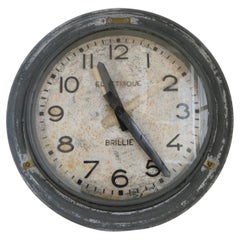 Brillie Vintage French Station Railway Clock Factory Industrial Paris France