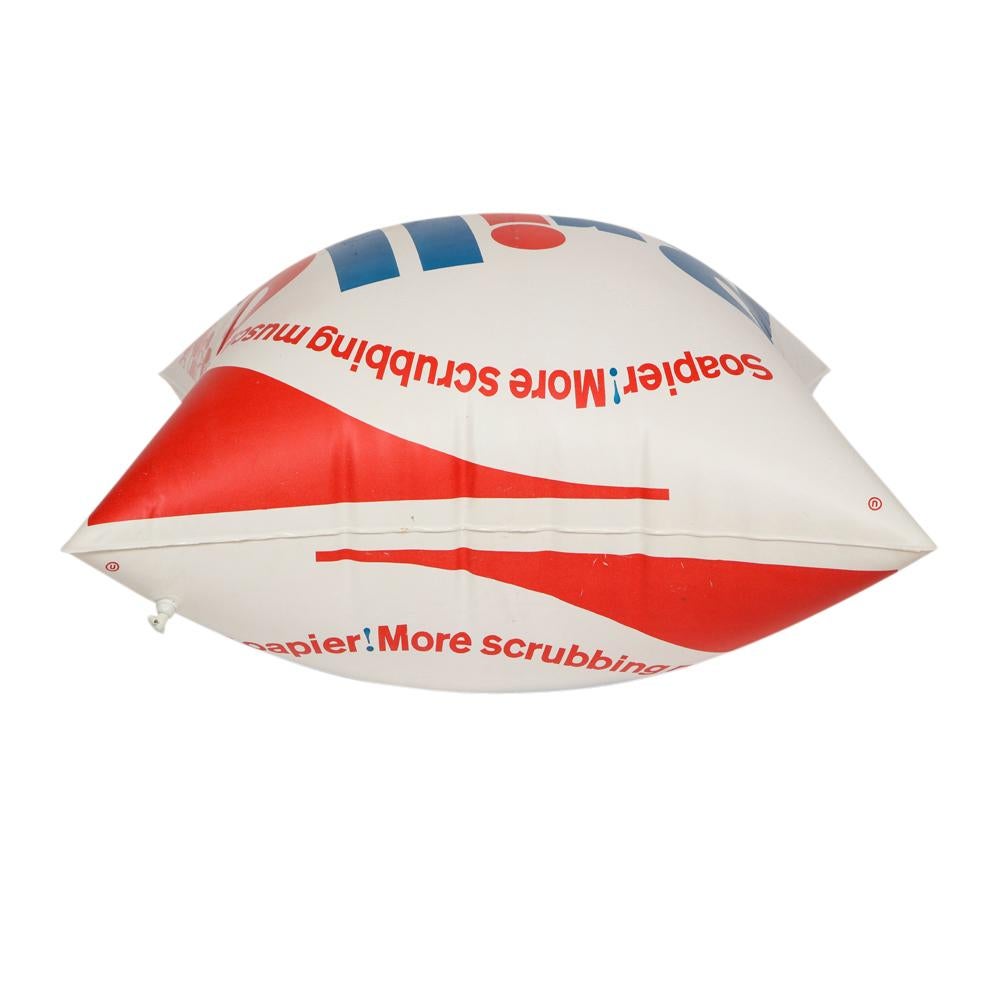 Mid-Century Modern After Andy Warhol Brillo Pillow, Red, White, Blue, Inflatable, Signed For Sale
