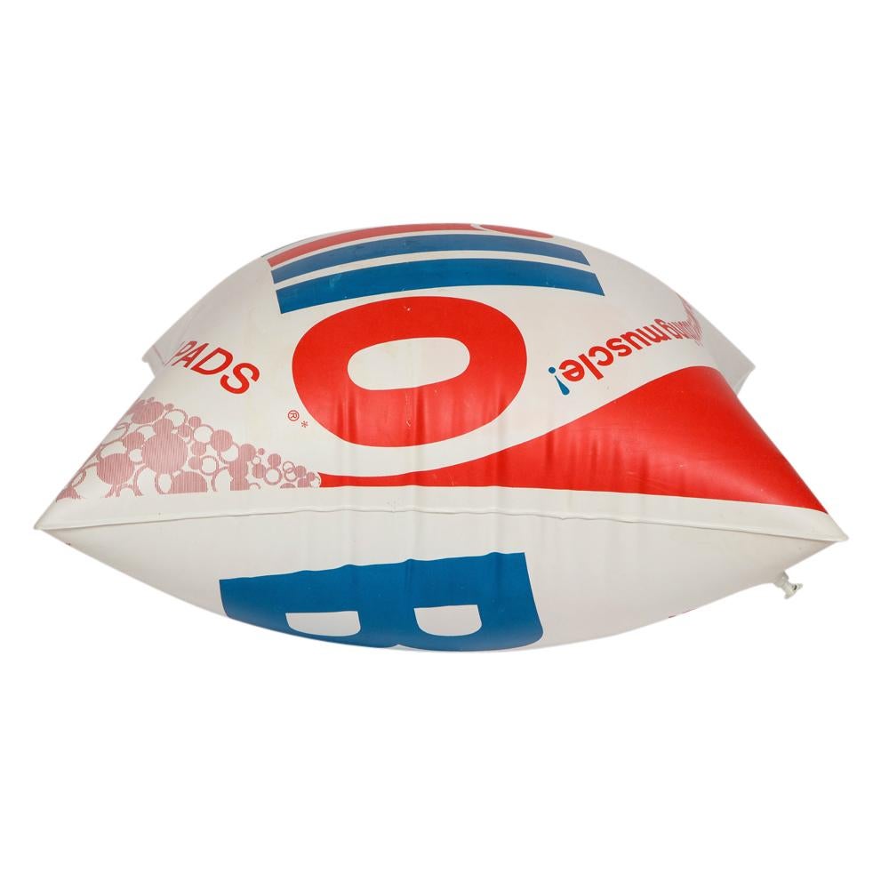 After Andy Warhol Brillo Pillow, Red, White, Blue, Inflatable, Signed In Good Condition For Sale In New York, NY