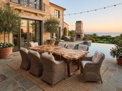 Brima Live Edge Burl Wood Dining Table with Sleek Metal Legs