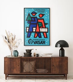 BRING JOY 1965 Christmas Shopping  HUNGARIAN ADVERTISING POSTER, SANDOR LENGYEL