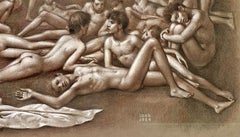 "Bringing the Light, " Ambitious and Sensuous Drawing with Nudes by Gaston Goor