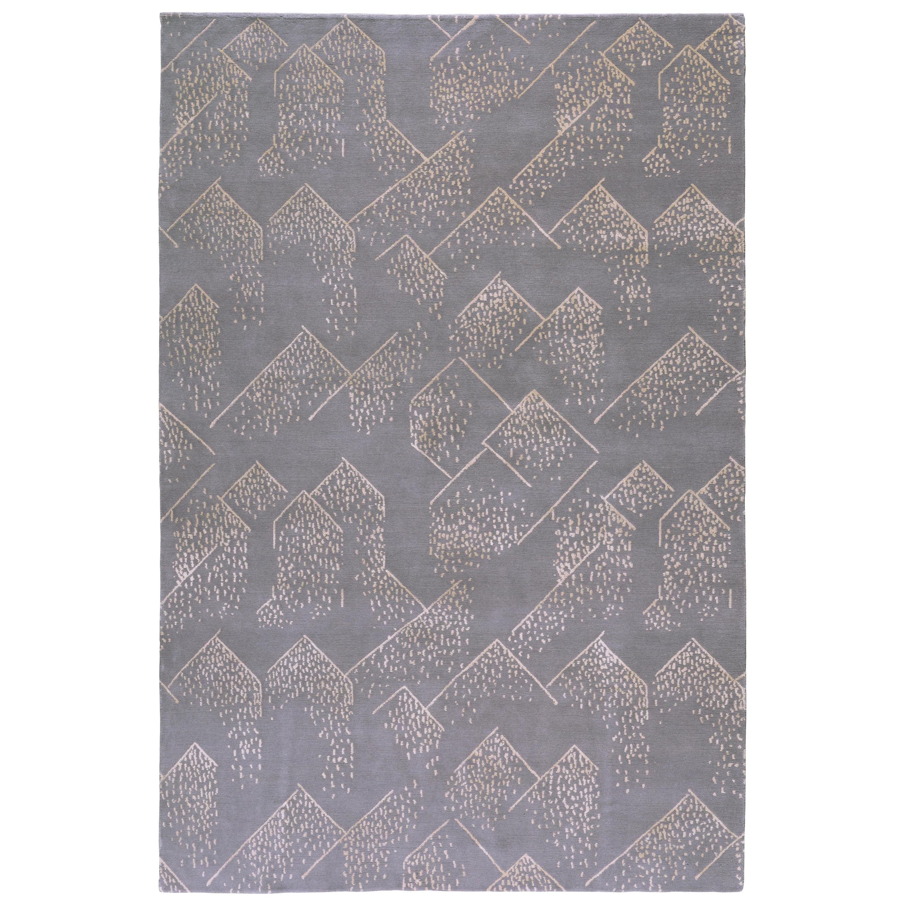 For Sale: Gray (Smoke) Brink Rug in Hand Knotted Wool and Silk by Kelly Wearstler