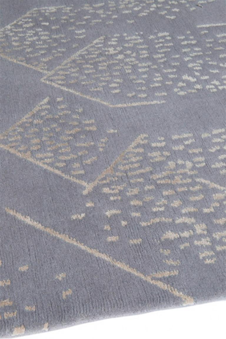 For Sale: Gray (Smoke) Brink Rug in Hand Knotted Wool and Silk by Kelly Wearstler 3