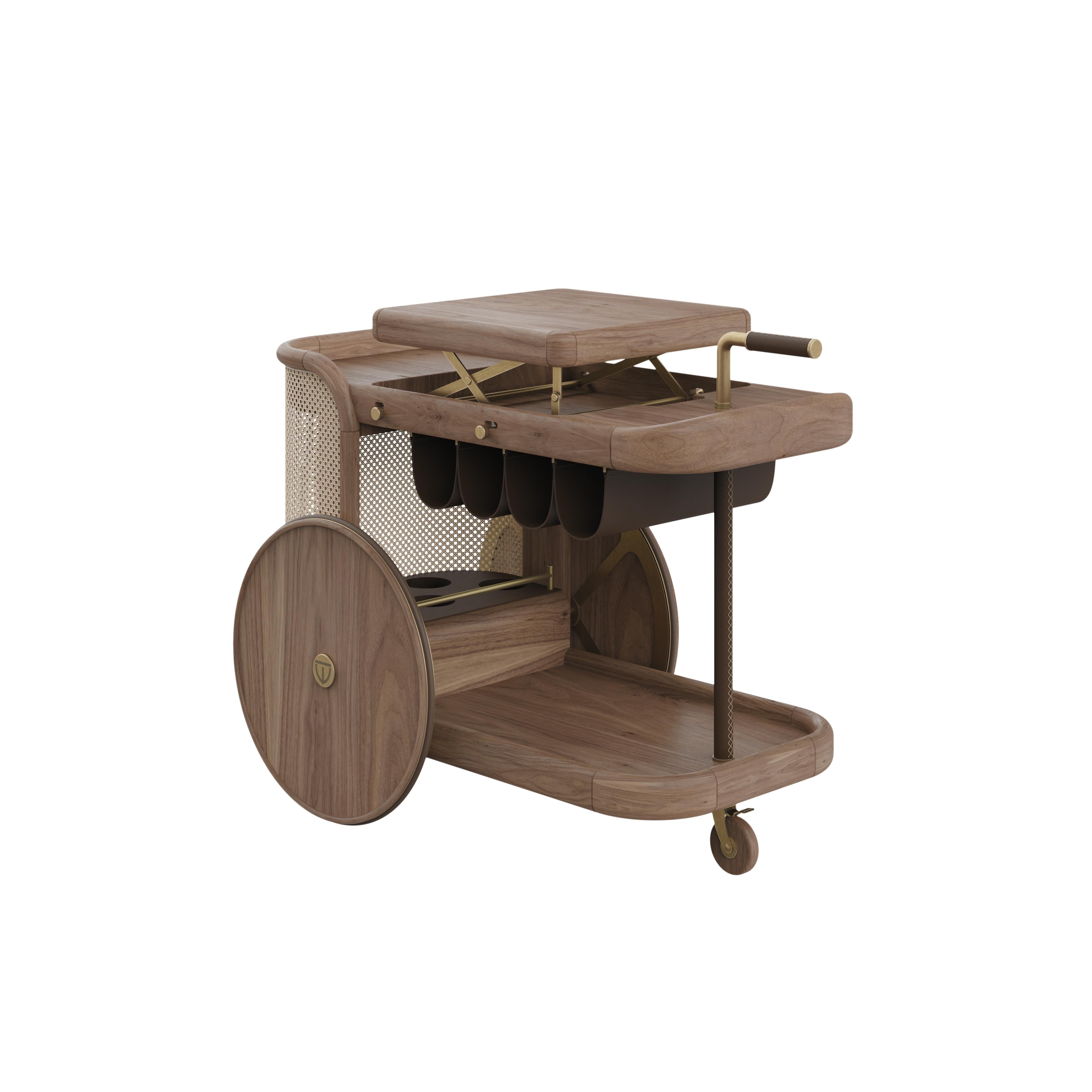 Mid-Century Modern Brinsley Bar Cart By Wood Tailors Club Made in Portugal For Sale