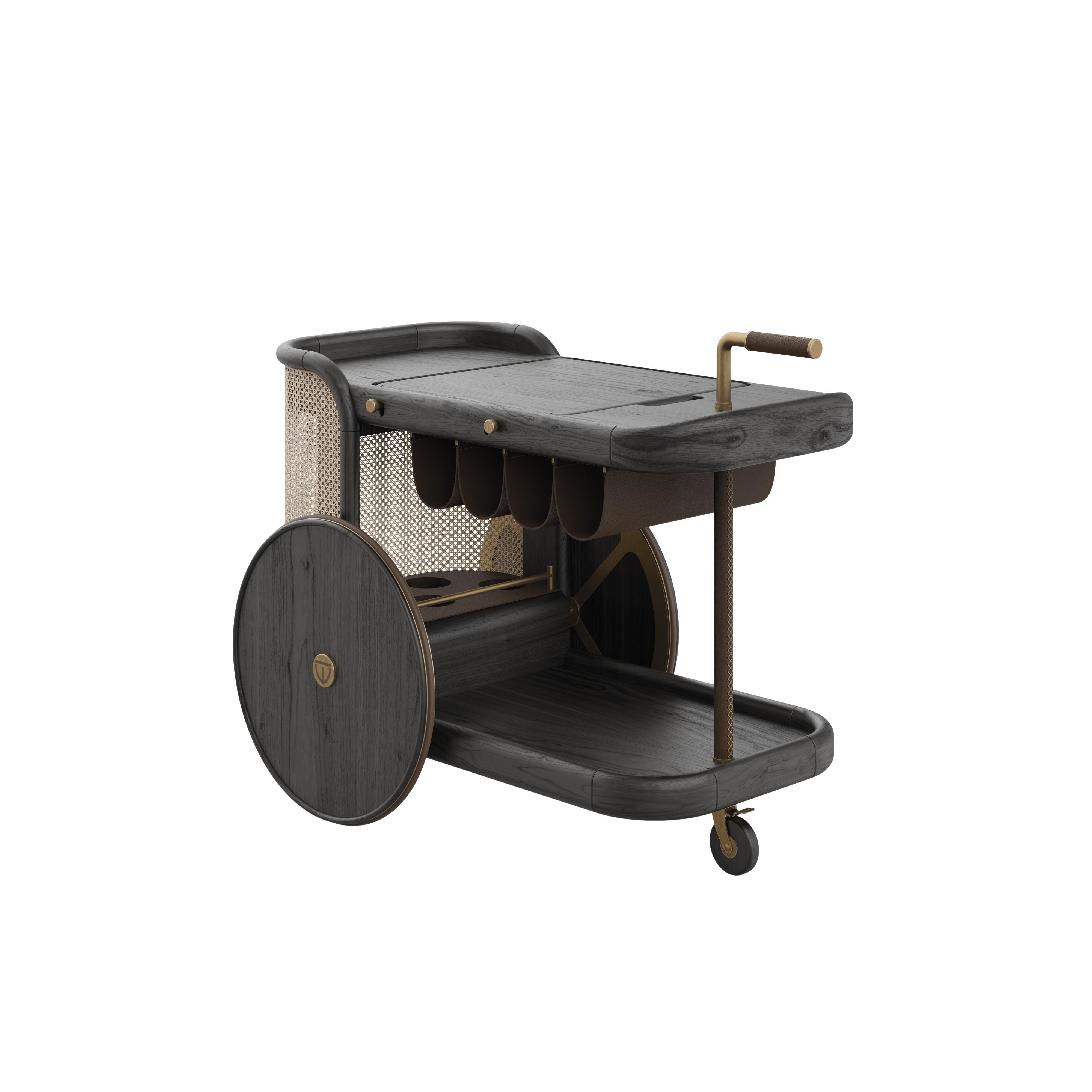 Portuguese Brinsley Bar Cart By Wood Tailors Club Made in Portugal For Sale