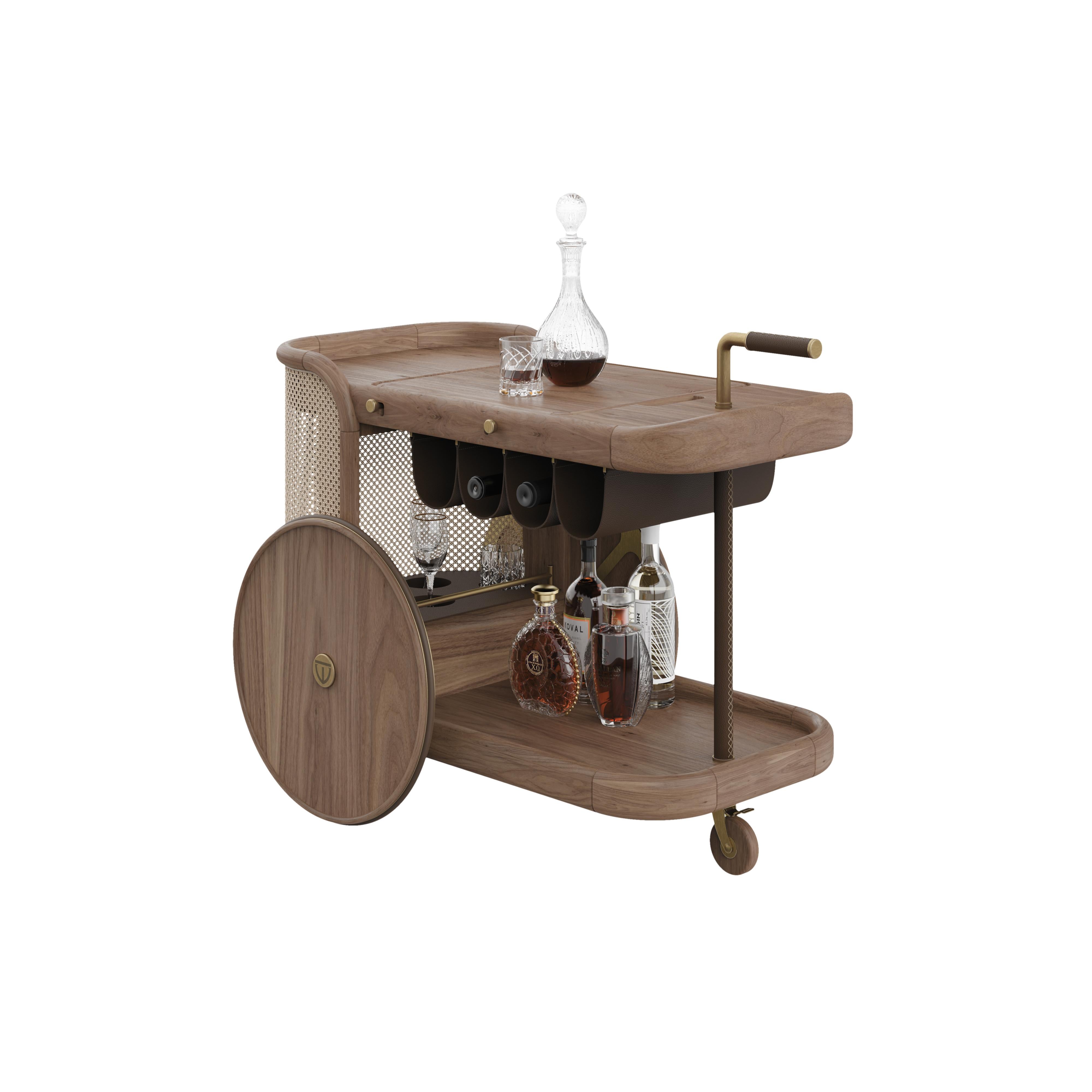 Contemporary Brinsley Bar Cart By Wood Tailors Club Made in Portugal For Sale