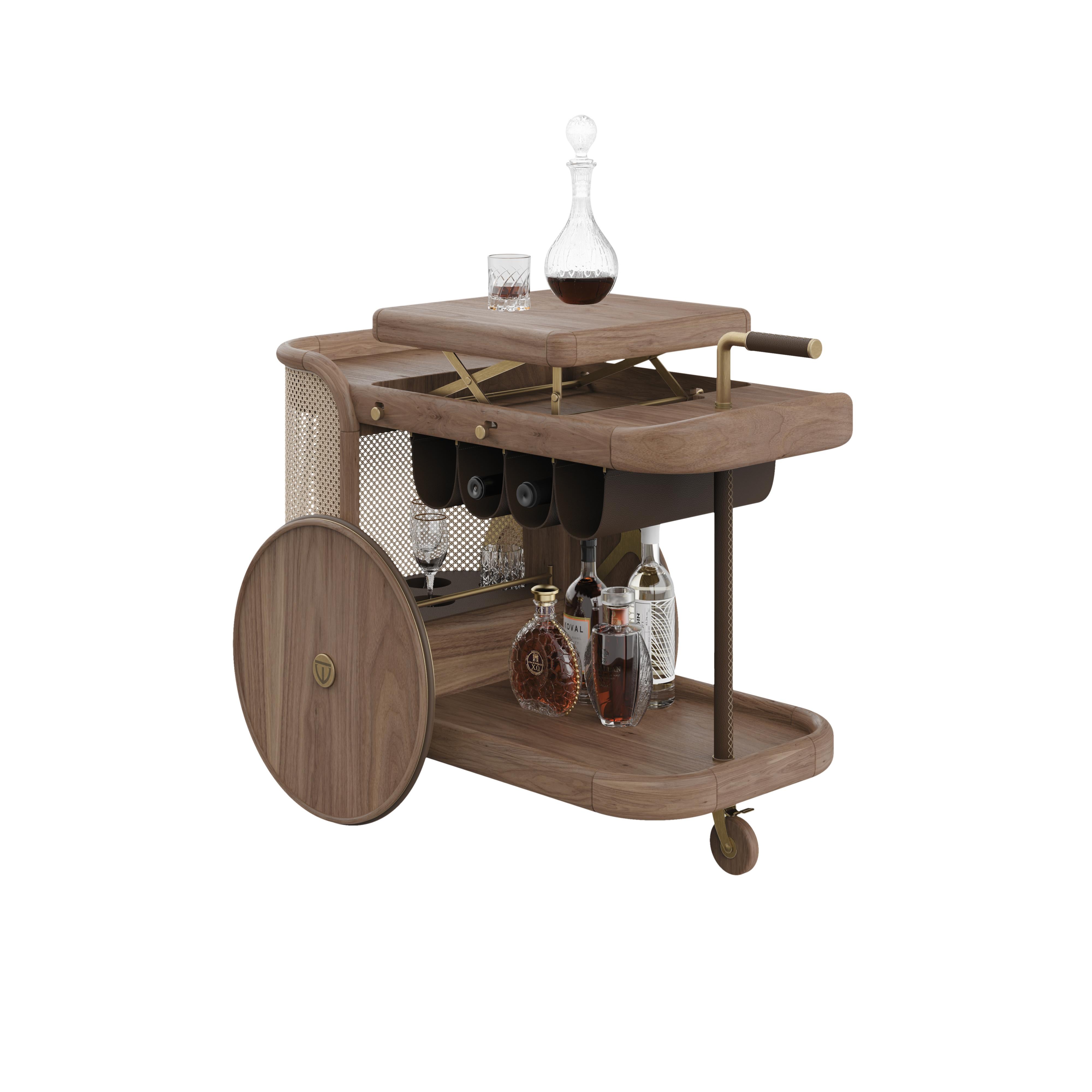 Brass Brinsley Bar Cart By Wood Tailors Club Made in Portugal For Sale