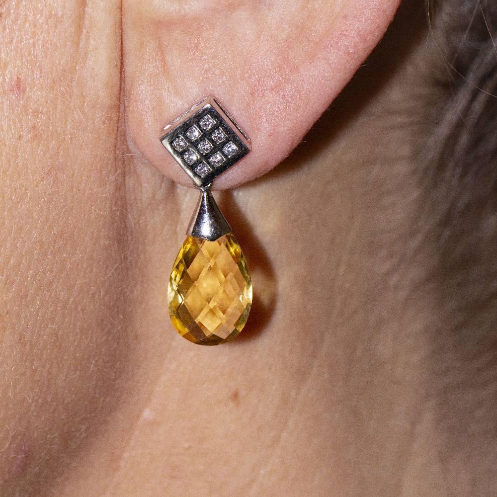 Women's BRIOLE Citrine and Diamonds Earrings For Sale