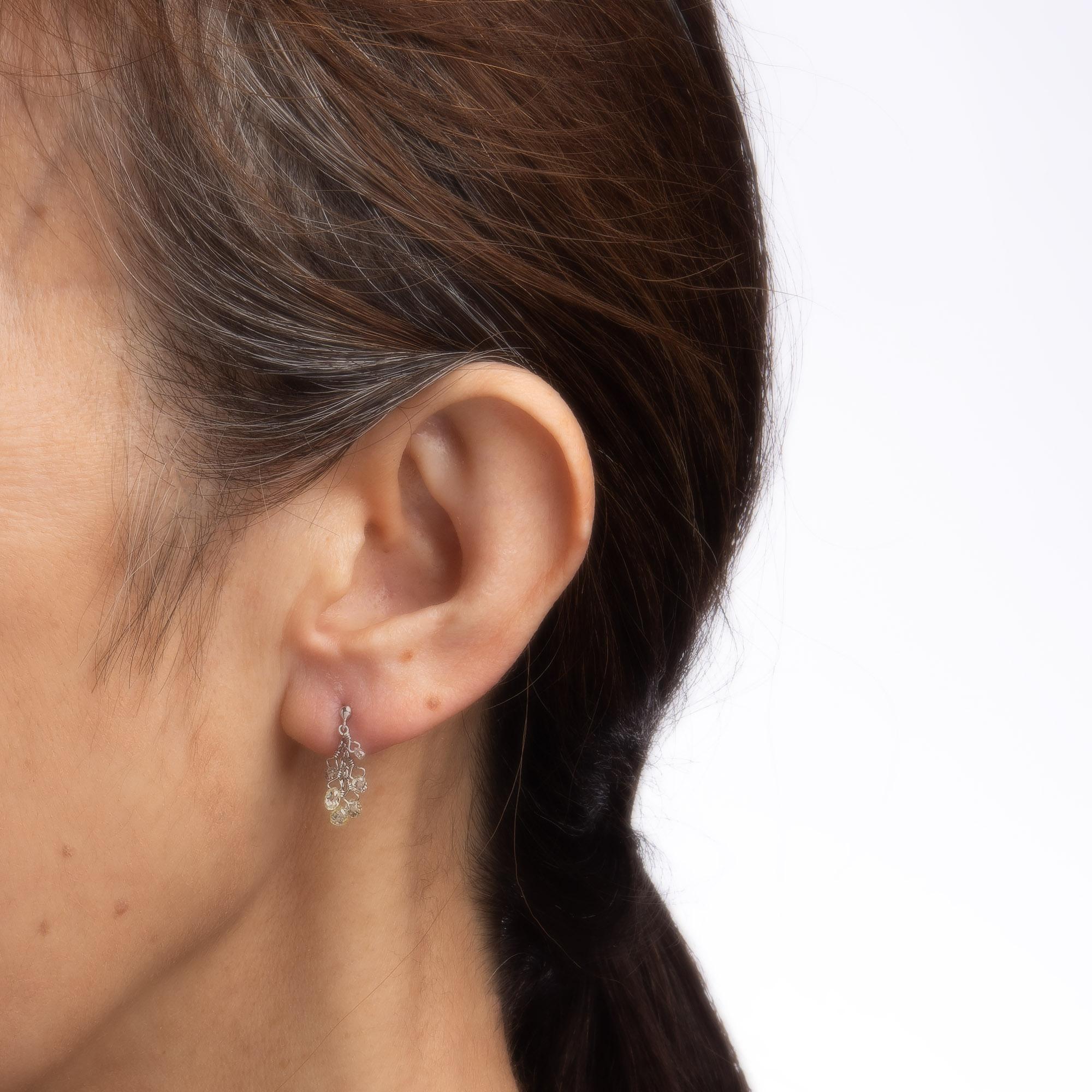 Contemporary Briolette 0.60ct Diamond Fringe Earrings Estate Platinum Drops Fine Jewelry  For Sale