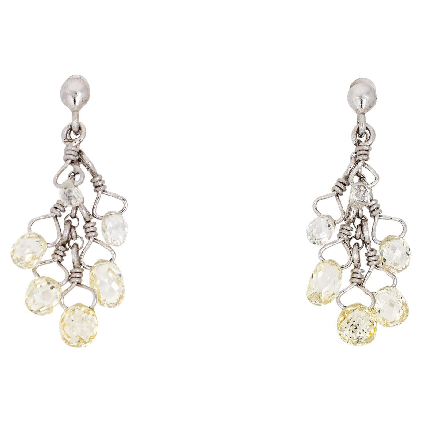 Briolette 0.60ct Diamond Fringe Earrings Estate Platinum Drops Fine Jewelry  For Sale at 1stDibs