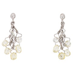 Briolette 0.60ct Diamond Fringe Earrings Estate Platinum Drops Fine Jewelry 