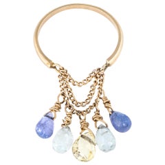 Briolette Amethyst Quartz Charm Ring Estate 14 Karat Yellow Gold Jewelry Briolette Amethyst Quartz Charm Ring Estate 14 Karat Yellow Gold Jewelry