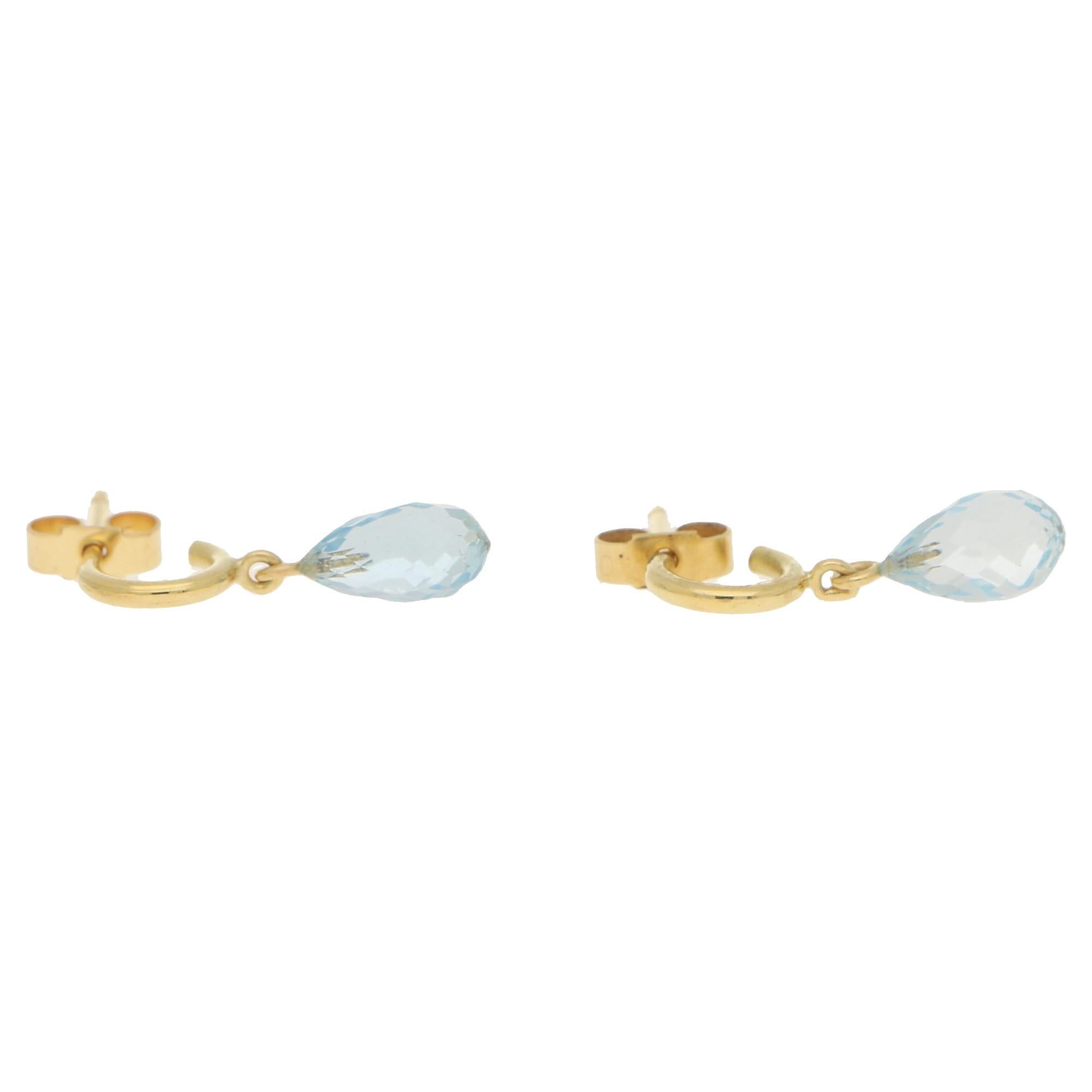 aquamarine gold hoop earrings