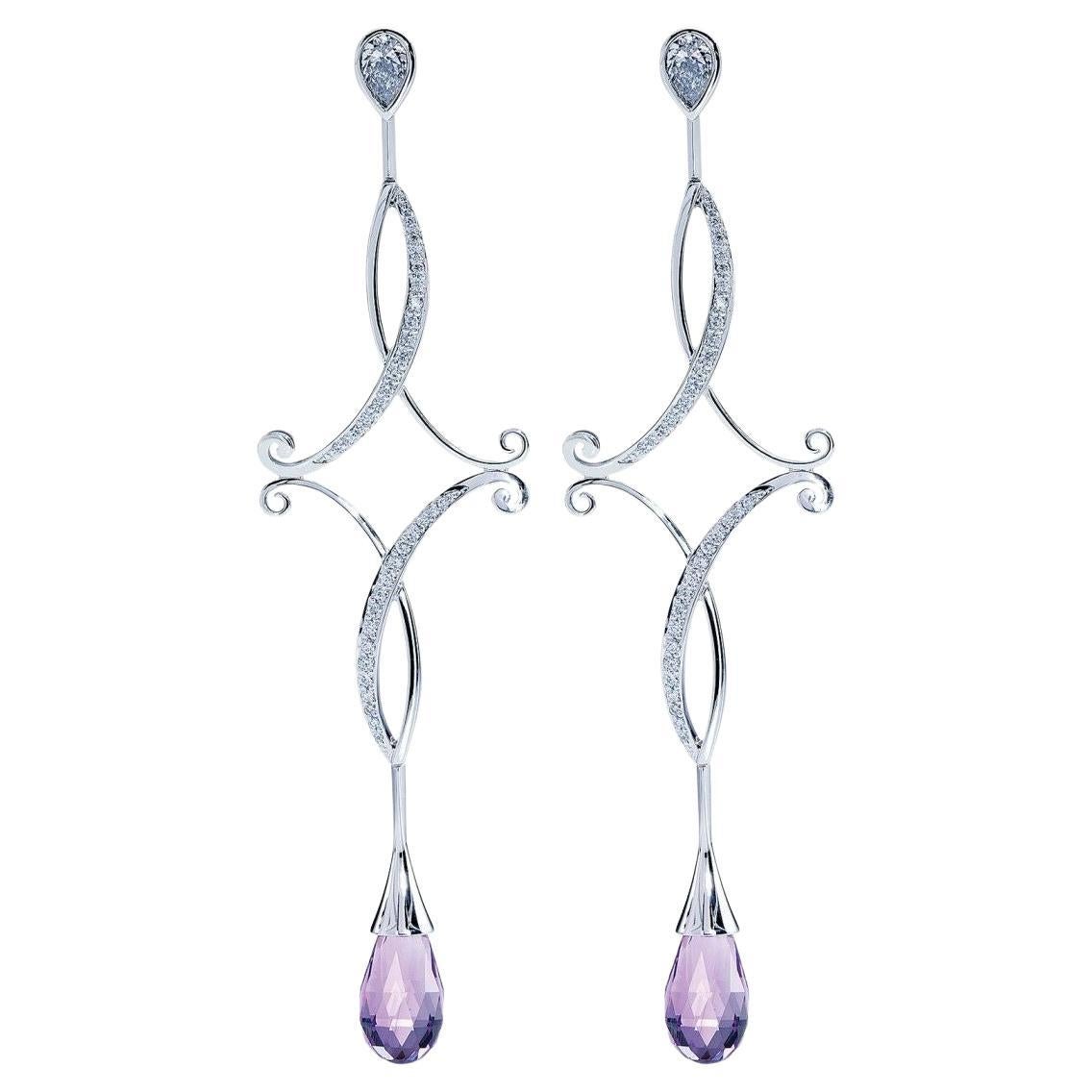 Diamond Briolette Drop Earrings at 1stDibs