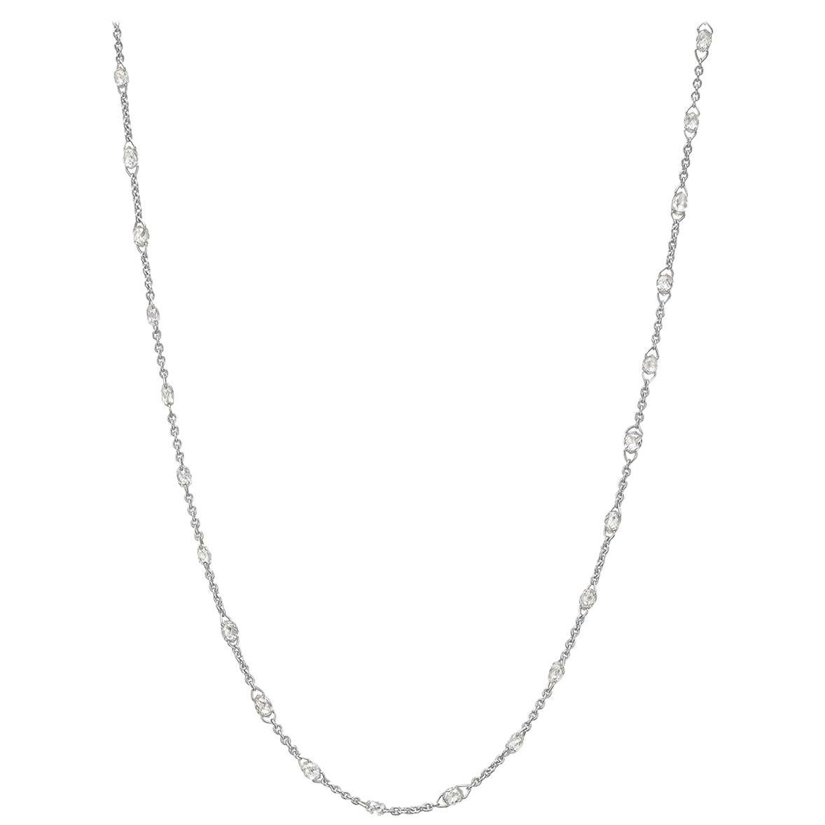 Briolette-Cut Diamond Chain Necklace '3.38 Carat' For Sale