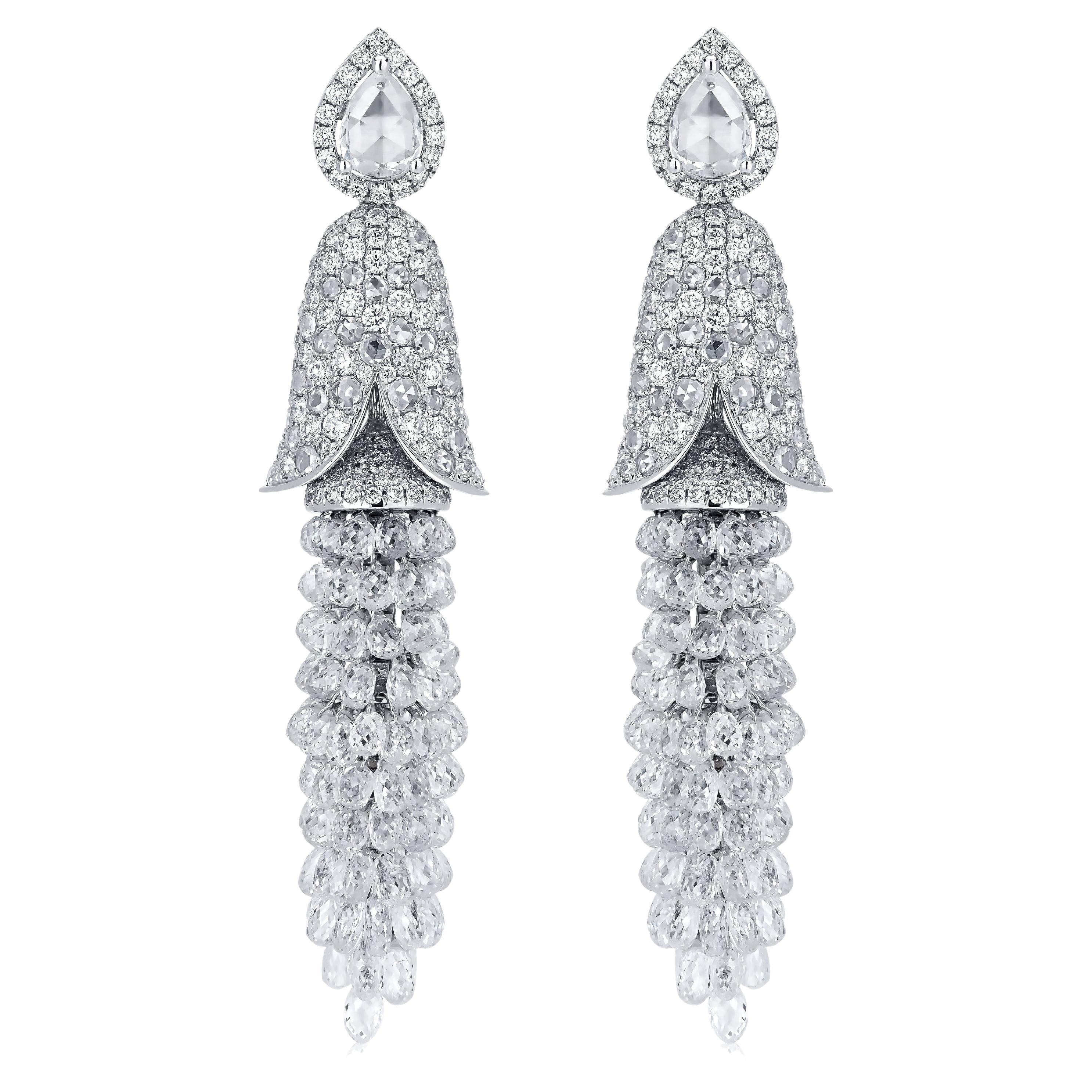 Joon Han Fancy Briolette Cut Amethyst Aquamarine 18K Gold Drop Dangle