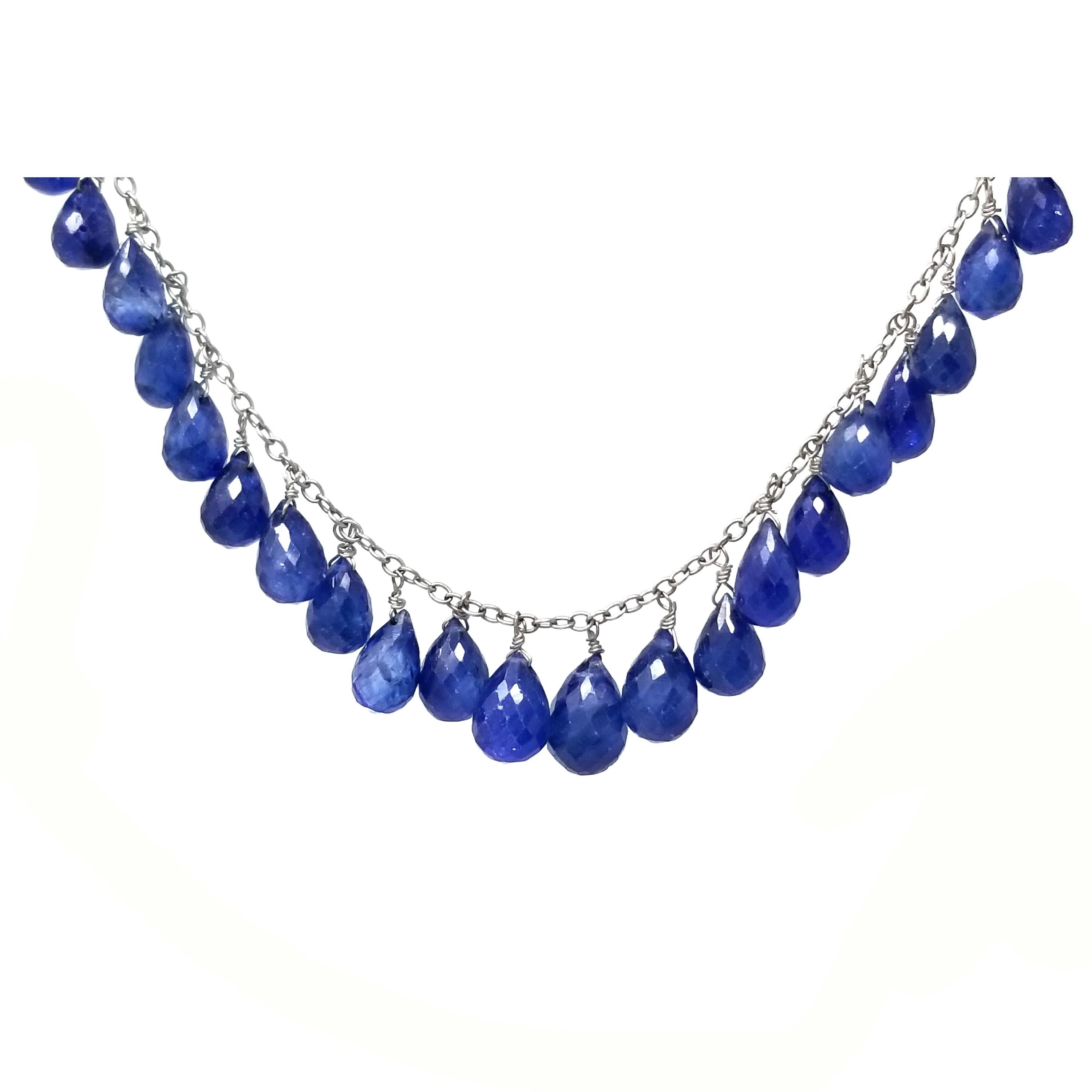 Contemporary Briolette Cut Sapphire and 18 Karat Necklace by Dan Peligrad