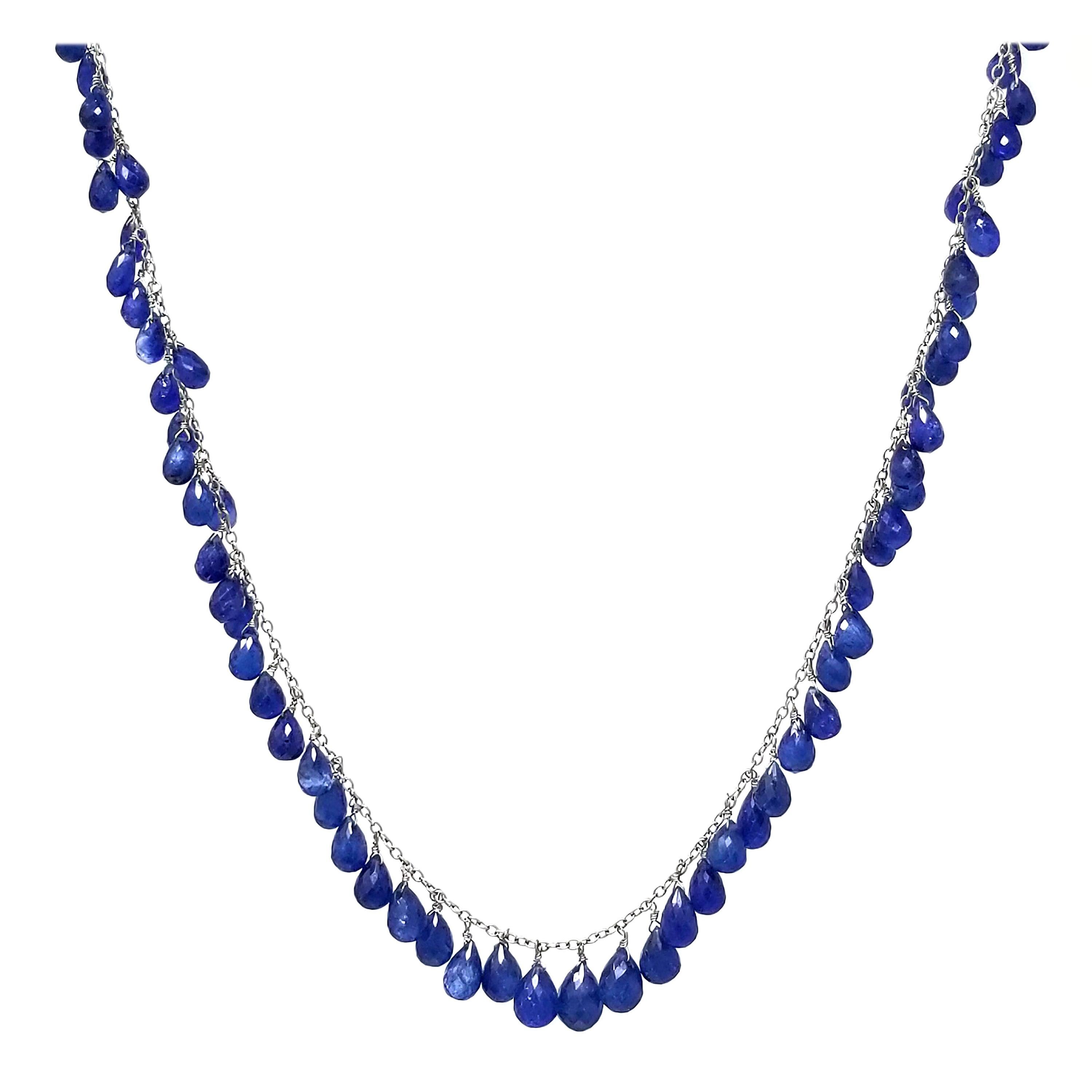 Briolette Cut Sapphire and 18 Karat Necklace by Dan Peligrad