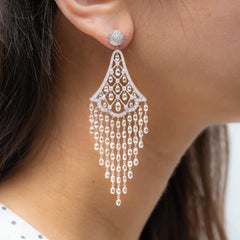 Briolette Diamond and White Gold Drop Earrings, 21.94 Carats