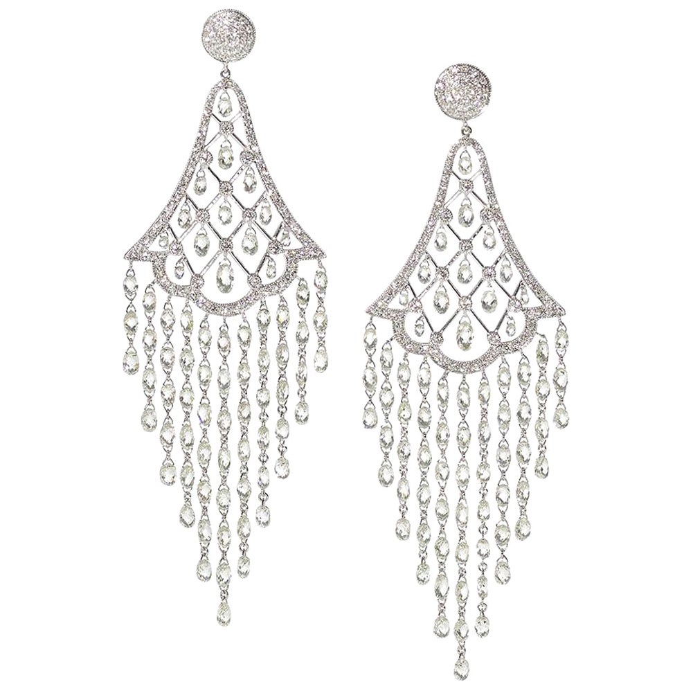 Diamond Briolette Drop Earrings at 1stDibs