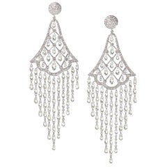 Briolette Diamond and White Gold Drop Earrings, 21.94 Carats
