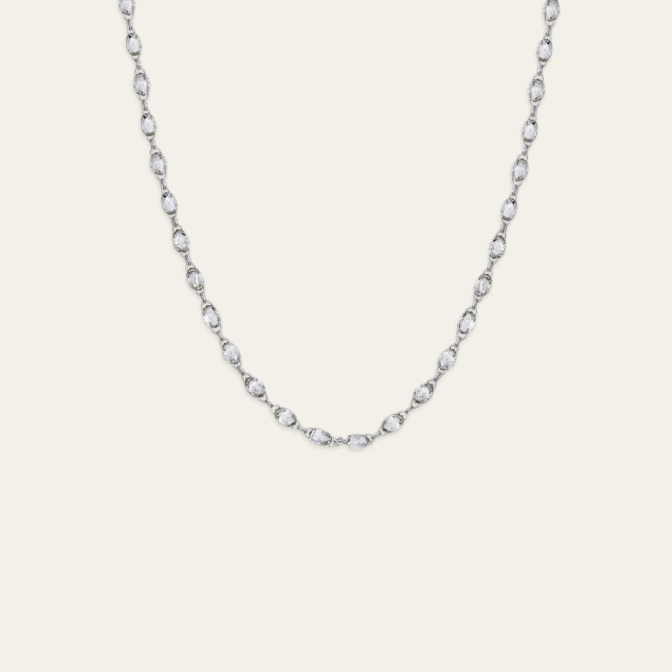 Contemporary Briolette Diamond Chain Necklace in White Gold For Sale