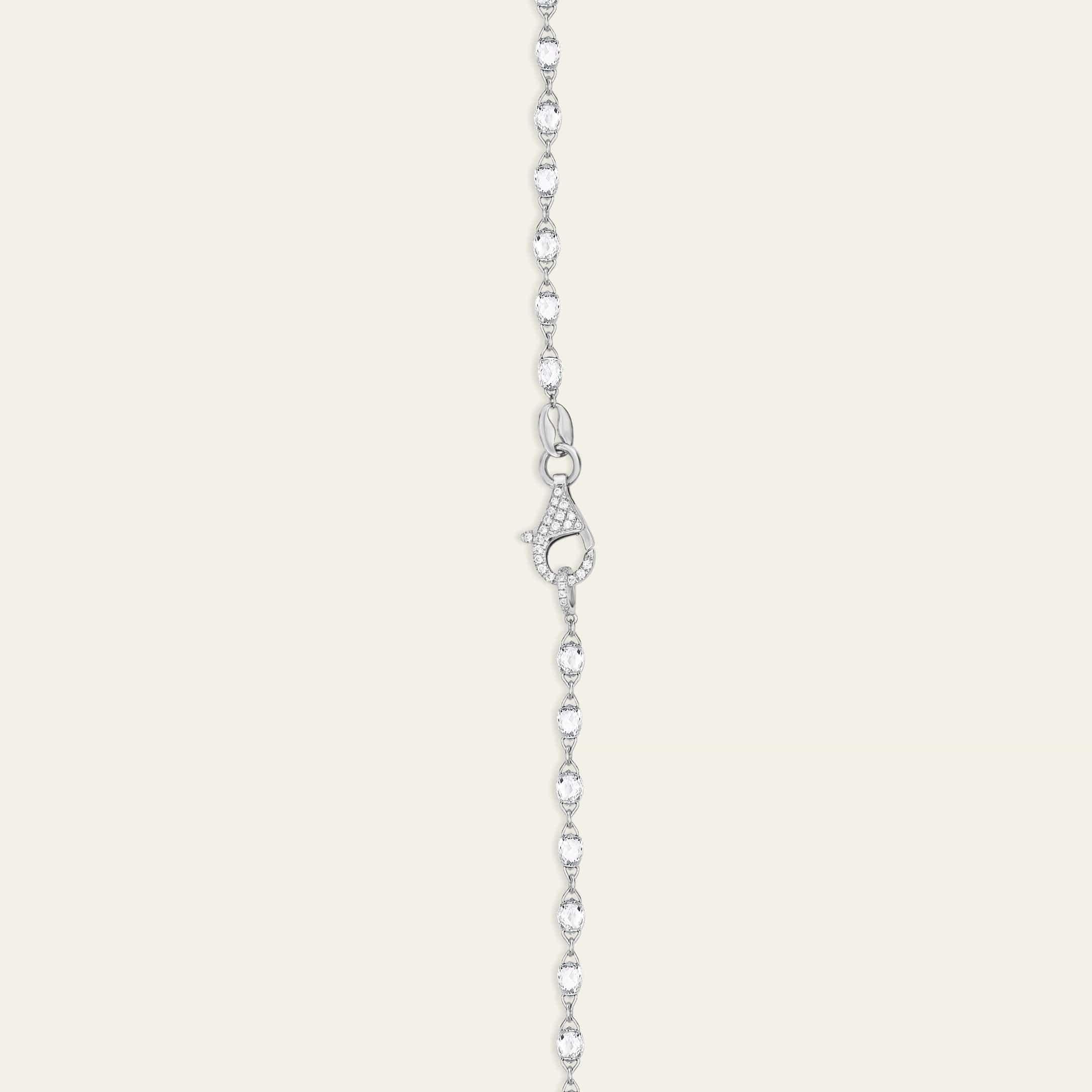 Rose Cut Briolette Diamond Chain Necklace in White Gold For Sale