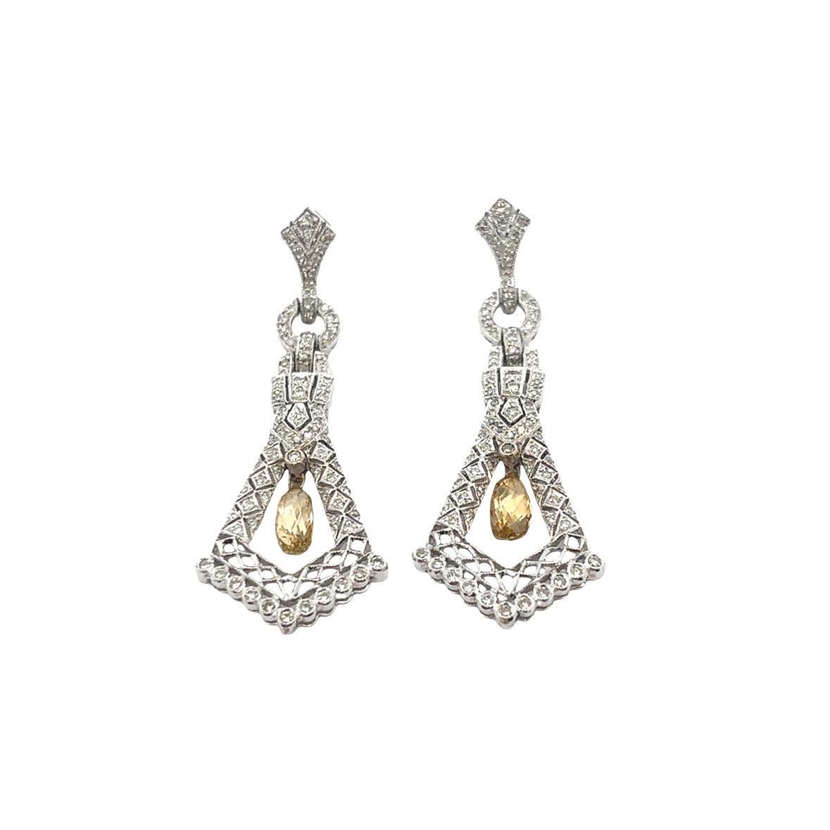 Briolette Diamond Dangle Earrings For Sale