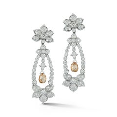 Briolette Diamond Flower Chandelier Earrings
