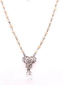 Briolette Diamond Tiffany & Co. Beaded Pearl Necklace With Diamonds