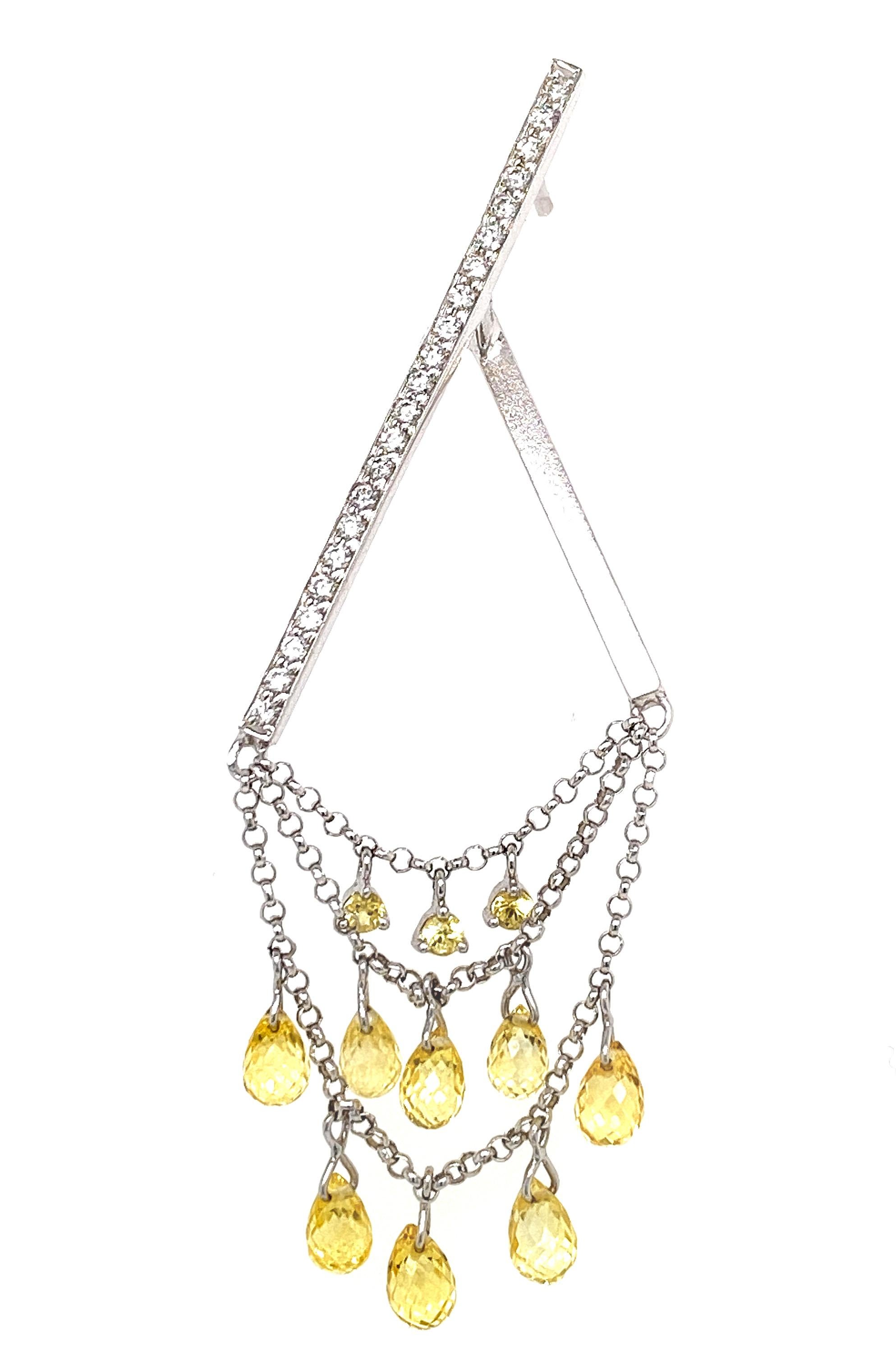 Briolette Cut Briolette Fancy Sapphire and Diamond Drop Earrings in 18 Karat Gold